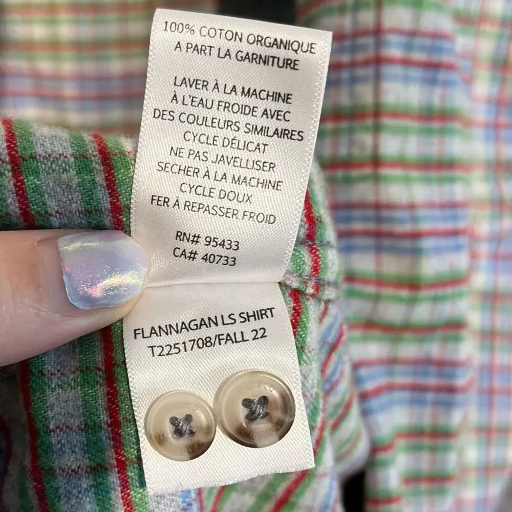 Toad & Co Flannagan Long Sleeve Plaid Button Down Shirt Mens Size XL Flannel